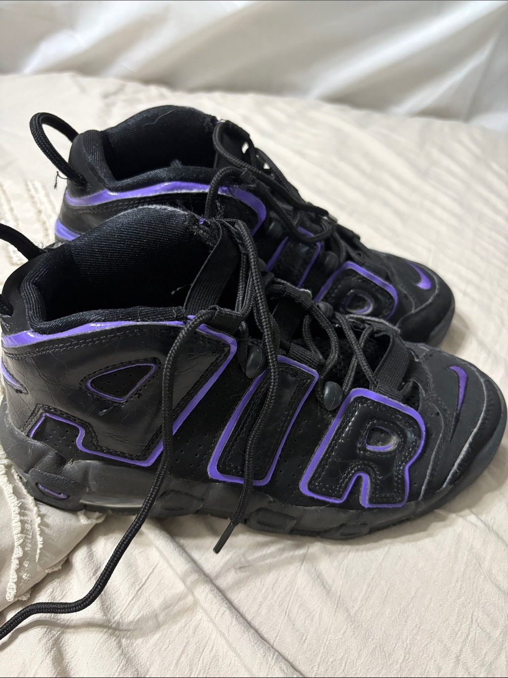 Nike Kids Black and Purple High-Top Sneakers
